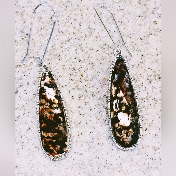 FACETED ART GLASS TEARDROP DANGLE DROP STAINLESS STEEL WIRE HOOK EARRINGS - Picture 6 of 8